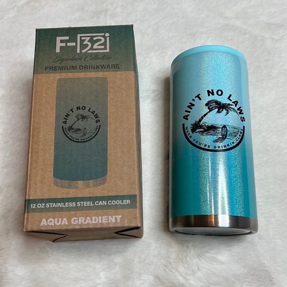 F-32 12oz Stainless Steel Premium Can Cooler - Aqua - Picture 1 of 9